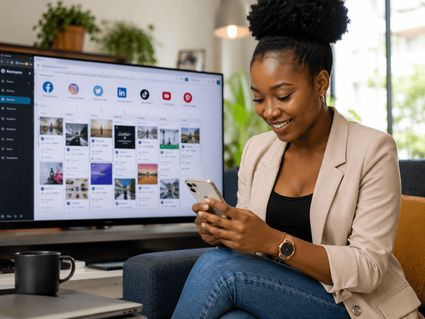 Beginner community manager creating social media content
