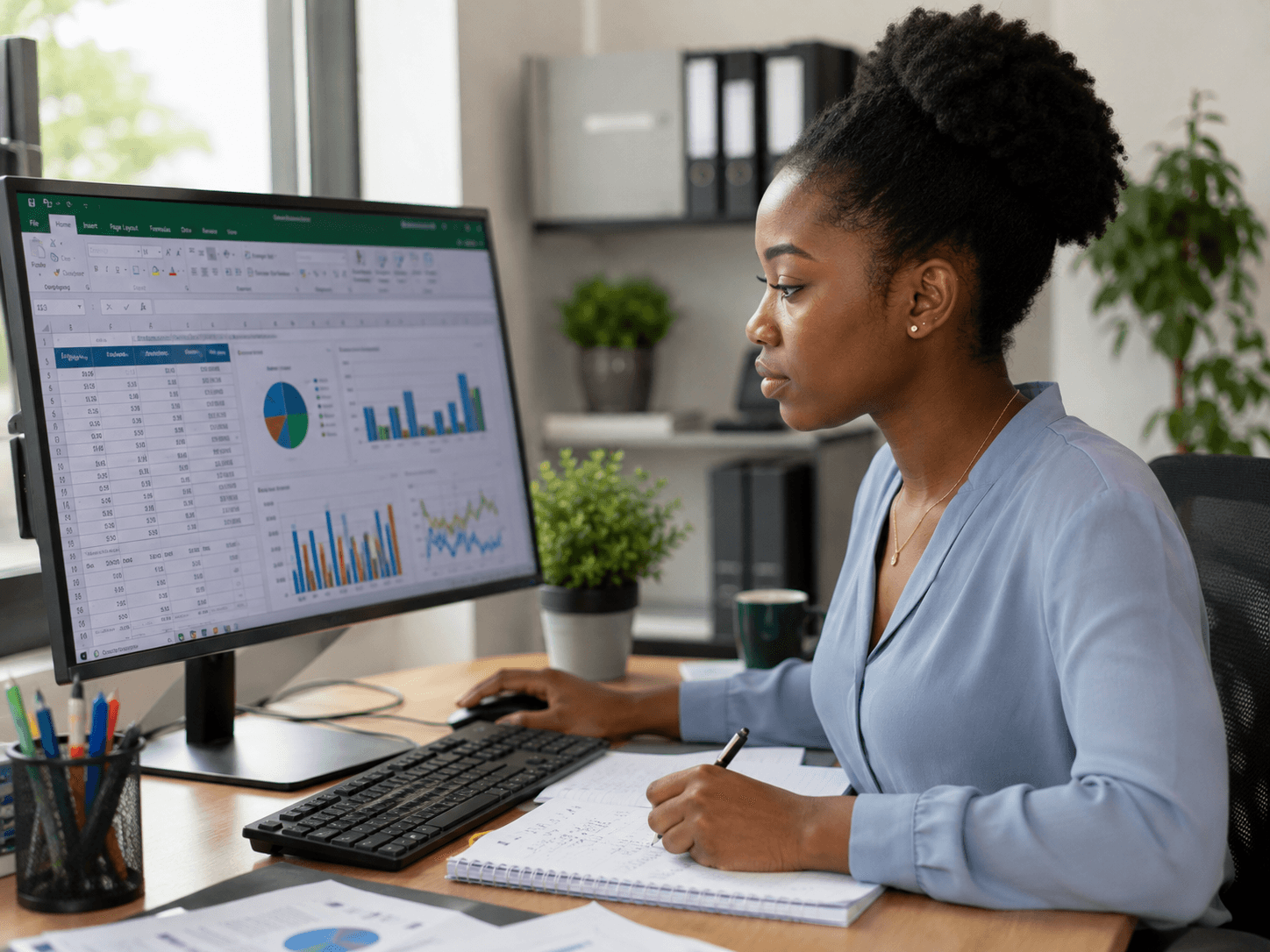 Professionnel analysant des données financières sur Excel